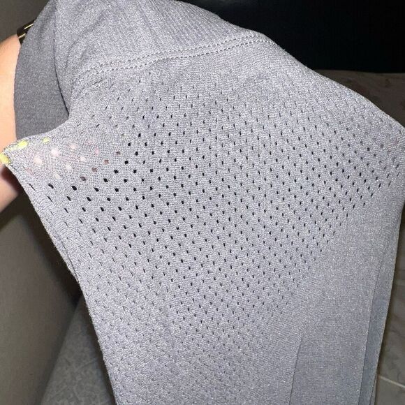 Adidas by Stella McCartney Warp Knit Leggings goth fishnet grey cutouts size S - Picture 10 of 10